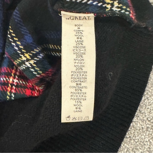 THE GREAT. Plaid Cardigan in Black and Red - Picture 10 of 11